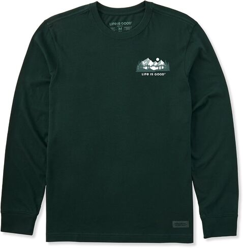 Life is Good. Men's Winter Evergreen Long Sleeve Crusher Tee, Treeline Green in Saudi Arabia