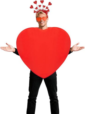 Valentine’s Day Costume Adult Red Heart Costume Accessories Cupid Cosplay Headband Sunglasses for Women Men Heart Shaped Clothing Outfit for Valentines Anniversary Wedding Party Supplies in Kuwait