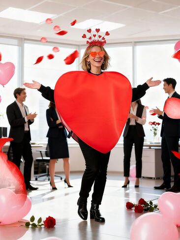 Valentine’s Day Costume Adult Red Heart Costume Accessories Cupid Cosplay Headband Sunglasses for Women Men Heart Shaped Clothing Outfit for Valentines Anniversary Wedding Party Supplies in Kuwait