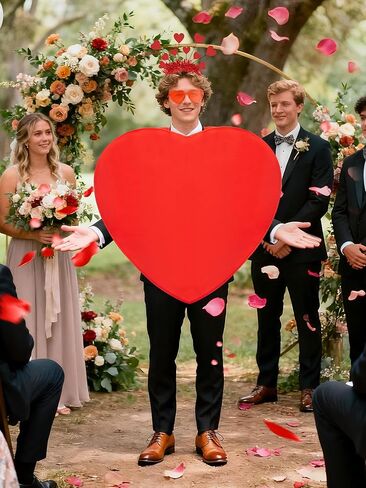 Valentine’s Day Costume Adult Red Heart Costume Accessories Cupid Cosplay Headband Sunglasses for Women Men Heart Shaped Clothing Outfit for Valentines Anniversary Wedding Party Supplies in Kuwait