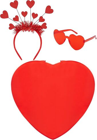 Valentine’s Day Costume Adult Red Heart Costume Accessories Cupid Cosplay Headband Sunglasses for Women Men Heart Shaped Clothing Outfit for Valentines Anniversary Wedding Party Supplies in Kuwait