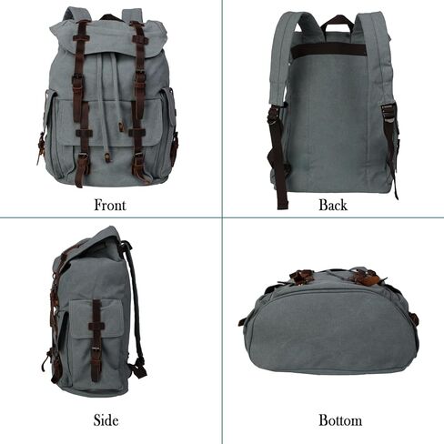 Retro Canvas with Cowhide 30L Large Capacity Backpack Suitable for Men'and Women Multifunctional Rucksack for Hiking/Traveling/Travel (8269 Teal) in Saudi Arabia