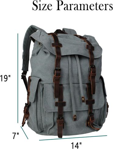Retro Canvas with Cowhide 30L Large Capacity Backpack Suitable for Men'and Women Multifunctional Rucksack for Hiking/Traveling/Travel (8269 Teal) in Saudi Arabia