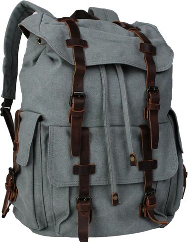 Retro Canvas with Cowhide 30L Large Capacity Backpack Suitable for Men'and Women Multifunctional Rucksack for Hiking/Traveling/Travel (8269 Teal) in Saudi Arabia