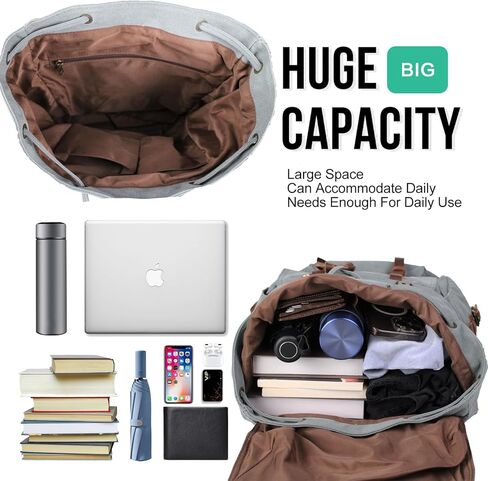 Retro Canvas with Cowhide 30L Large Capacity Backpack Suitable for Men'and Women Multifunctional Rucksack for Hiking/Traveling/Travel (8269 Teal) in Saudi Arabia