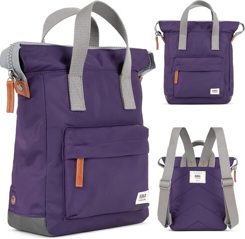 ORI LONDON Medium Tote Bag Backpack - Nylon Tote Backpack for Women & Men with Wide Mouth, Chunky Zippers, Multiple Pockets, Adjustable Straps - The Bantry, Peri Purple Backpack, 15.75x 11.81x 4.72 in Kuwait