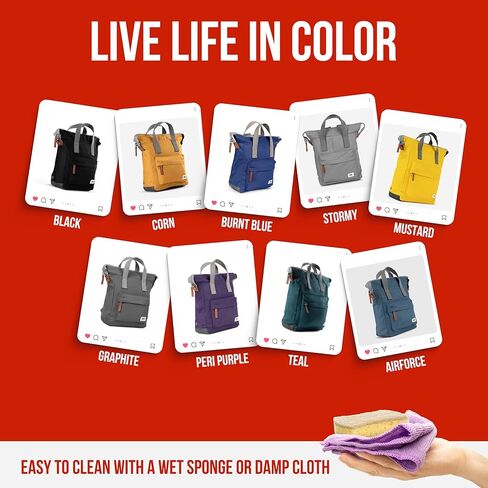 ORI LONDON Medium Tote Bag Backpack - Nylon Tote Backpack for Women & Men with Wide Mouth, Chunky Zippers, Multiple Pockets, Adjustable Straps - The Bantry, Peri Purple Backpack, 15.75x 11.81x 4.72 in Kuwait