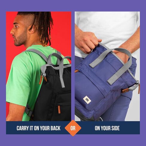 ORI LONDON Medium Tote Bag Backpack - Nylon Tote Backpack for Women & Men with Wide Mouth, Chunky Zippers, Multiple Pockets, Adjustable Straps - The Bantry, Peri Purple Backpack, 15.75x 11.81x 4.72 in Kuwait