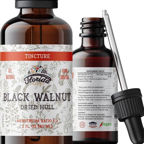 Black Walnut Tincture, Organic Black Walnut Extract Drops (Juglans Nigra, Barberry) Dried Hull in Saudi Arabia