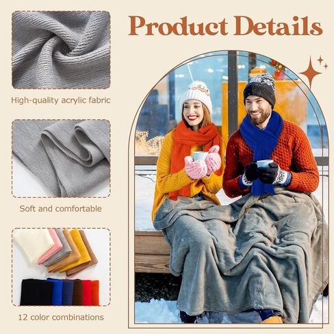 12 Pcs Winter Fleece Scarves for Women Solid Warm Winter Long Scarf Bulk Cold Weather Shawl for Men Women (Multicolor) in Saudi Arabia