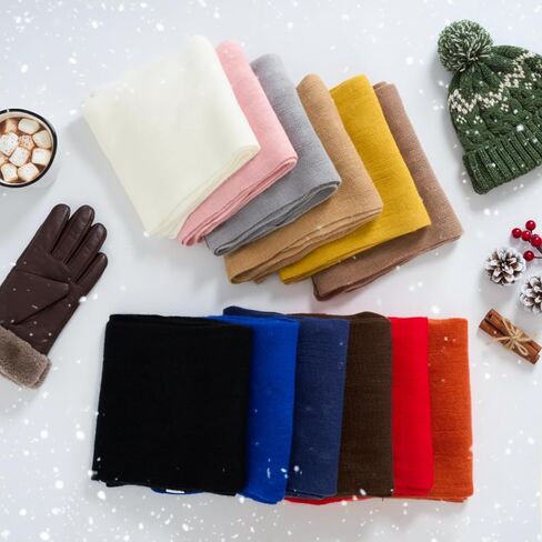 12 Pcs Winter Fleece Scarves for Women Solid Warm Winter Long Scarf Bulk Cold Weather Shawl for Men Women (Multicolor) in Saudi Arabia
