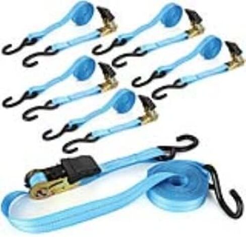 HNBun 4Pack Ratchet Straps Heavy Duty, 1.5in x 20Ft Ratchet Tie Down Straps, 4400 LB Break Strength Ratchet Cargo Straps with Double J Hook for Moving Cargo, Motorcycle, Appliances, Lawn Equipment in Kuwait