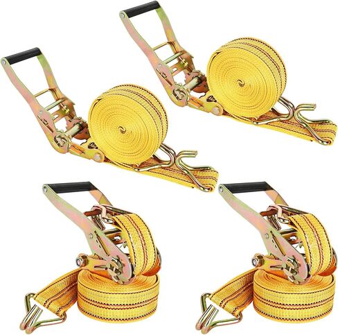 HNBun 4Pack Ratchet Straps Heavy Duty, 1.5in x 20Ft Ratchet Tie Down Straps, 4400 LB Break Strength Ratchet Cargo Straps with Double J Hook for Moving Cargo, Motorcycle, Appliances, Lawn Equipment in Kuwait