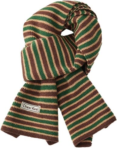 Fall Winter Striped Scarf for Women Soft Knit Scarf Cashmere Feel Scarves Neck Warm Scarfs Pashmina Shawl Wraps 2025 in Saudi Arabia