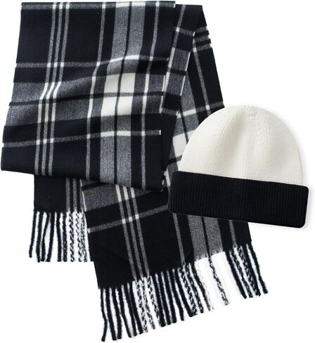 CALVIN & OLIVIA Lightweight Ultra-Soft Scarf with Hat - Perfect Holiday Gift for Men & Women in Kuwait