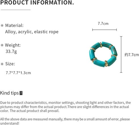 Bohemian Cylinder Acrylic Bangle - Retro Ethnic Style Elastic Wrist Accessory in Saudi Arabia
