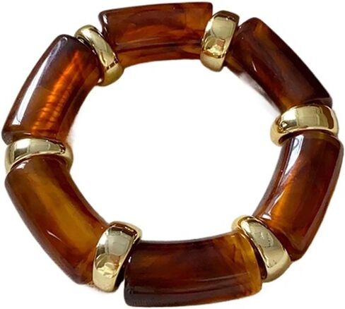 Bohemian Cylinder Acrylic Bangle - Retro Ethnic Style Elastic Wrist Accessory in Saudi Arabia