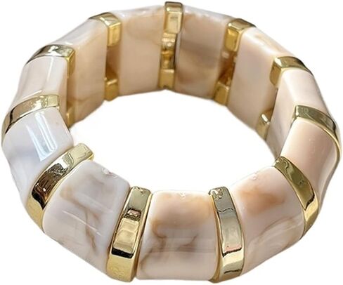 Bohemian Cylinder Acrylic Bangle - Retro Ethnic Style Elastic Wrist Accessory in Saudi Arabia
