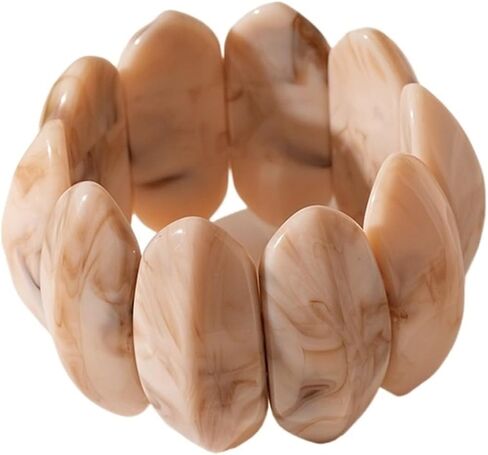 Bohemian Cylinder Acrylic Bangle - Retro Ethnic Style Elastic Wrist Accessory in Saudi Arabia