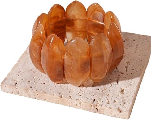 Bohemian Cylinder Acrylic Bangle - Retro Ethnic Style Elastic Wrist Accessory in Saudi Arabia