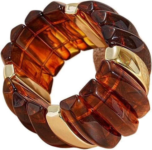 Bohemian Cylinder Acrylic Bangle - Retro Ethnic Style Elastic Wrist Accessory in Saudi Arabia