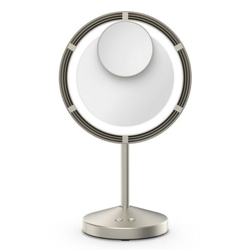 مرآة مكياج بمروحة بإضاءة LED من كونير مع خاصية تكبير البقع، مرآة زينة مع أضواء ومروحة مع 3 إعدادات، منطقة عرض 6.3 بوصة، لمسة نهائية من النيكل الساتان المصقول in Saudi Arabia