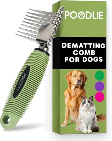 Poodle Dematting Fur Rake Comb Brush for Dogs and Cats - Long 2.5" Steel Safety Blades Metal Comb for Detangling Matted or Knotted Undercoat Hair in Saudi Arabia