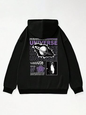 Mens Oversized Graphic Hoodies Pullover Casual Long Sleeve Drawstring Sweatshirt Trendy Clothes in Saudi Arabia