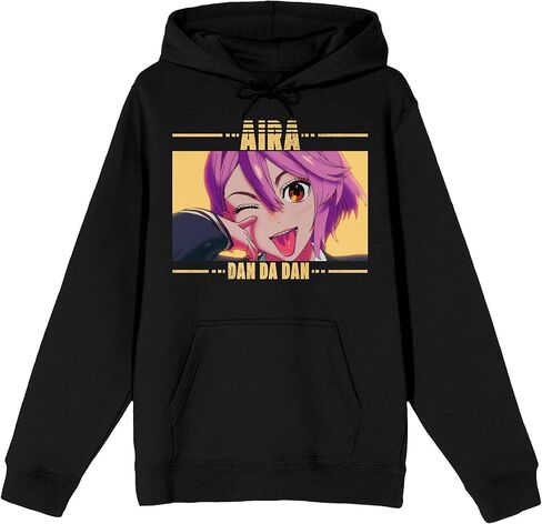 Bioworld Dandadan Aira Shiratori, Dandadan text, Kanji text on Black Adult Hoodie in Saudi Arabia