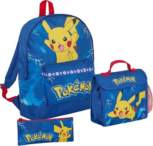 Pokemon Backpack + Lunch Bag + Pencil Case 3 Piece Pikachu School Bag Set College Travel Rucksack in Saudi Arabia