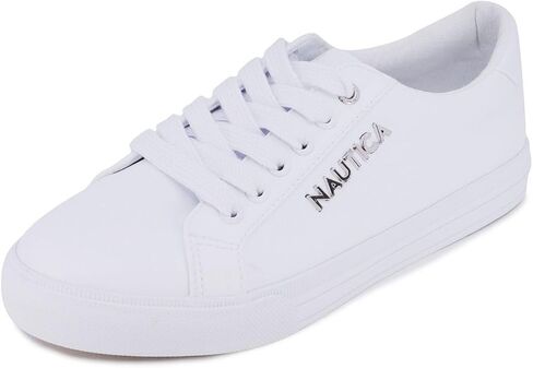 حذاء رياضي نسائي من Nautica، حذاء كاجوال كلاسيكي برباط منخفض مع شعار جانبي معدني وراحة ناعمة للارتداء اليومي in Saudi Arabia