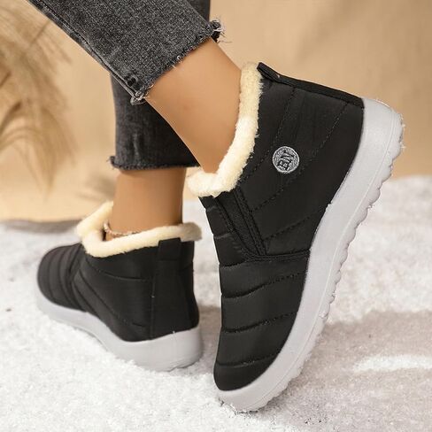 أحذية نسائية مقاومة للماء للشتاء الدافئ والثلج مريحة وناعمة وخفيفة الوزن وغير قابلة للانزلاق للطقس البارد والتنزه في الهواء الطلق والتخييم أحذية الكاحل in Kuwait