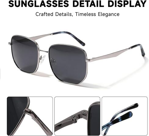 Trendy Square Retro Sunglasses for Men Women with Polarized TAC Lens und UV400 Protection Sunglasses in Saudi Arabia