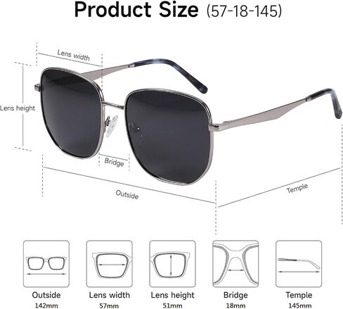 Trendy Square Retro Sunglasses for Men Women with Polarized TAC Lens und UV400 Protection Sunglasses in Saudi Arabia