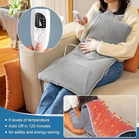 FTOYIN Heating Pad for Back Pain Relief, 16"x54" Large Heating Pad for Neck and Shoulders and Period Cramps, 6 Heat Settings, 4 Timers, Mothers Day Gifts, Birthday Gifts for Women in Saudi Arabia