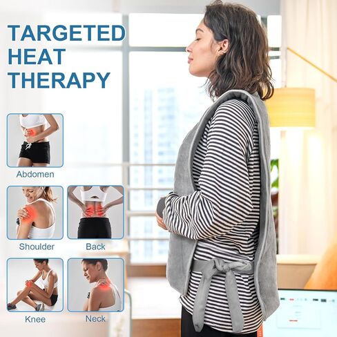 FTOYIN Heating Pad for Back Pain Relief, 16"x54" Large Heating Pad for Neck and Shoulders and Period Cramps, 6 Heat Settings, 4 Timers, Mothers Day Gifts, Birthday Gifts for Women in Saudi Arabia