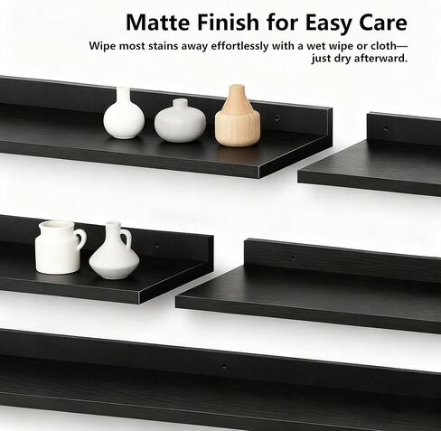 Floating Shelves for Wall Set of 5,Black Floating Shelves bathroom,30 Inch Natural Wood Book Shelf for Wall Mounted,Home Decor Display Shelving,Storage Shelves for Living Room,Bedroom,Kitchen in Kuwait