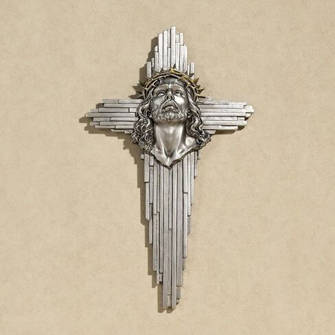ShineOnAngel Jesus Wall Cross Sculpture, 10 Inch Resin Relief Radiant Savior Wall Crucifix Decor, Handcrafted Silver Color for Christian Home, Church, or Prayer Room Decoration (Silver) in Saudi Arabia