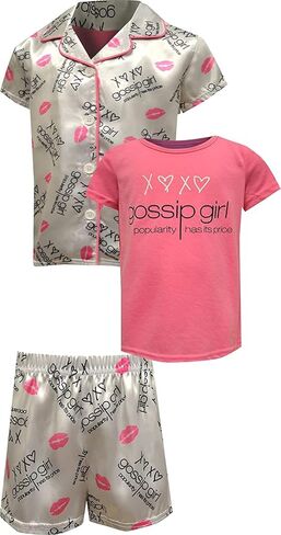 Komar Kids Girls' Gossip Girl 3pc Charmeuse Pajama Set in Saudi Arabia