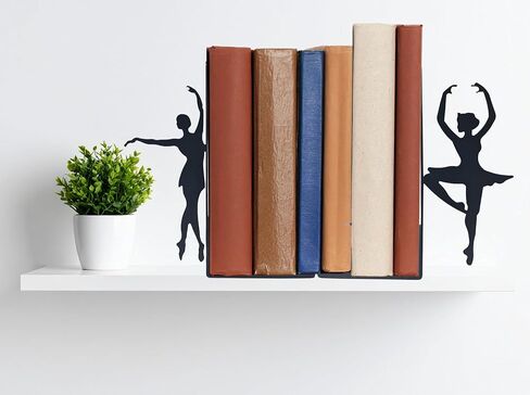 مساند راقصة الباليه الأنيقة للأرفف | دعامات كتب معدنية شديدة التحمل قابلة للتعديل | فولاذ سميك 2 مم | مطلي بمسحوق مضاد للصدأ | هدية ديكور باليه فريدة من نوعها باللون الأسود in Saudi Arabia