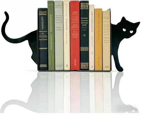 Dog Bookends, Black Metal Book Ends for Shelves, Sitting & Walking Dog Silhouette Set, Heavy-Duty 0.08" Thick Steel Book Holder for Home Office, Decorative Gift for Dog Lovers in Saudi Arabia