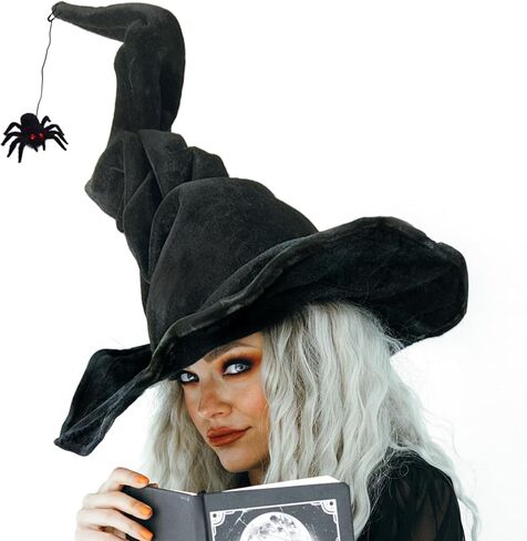Halloween Witch Hat with Black Spider Witch Costume Accessories for Women Halloween Party Masquerade Cosplay Costumes in Saudi Arabia