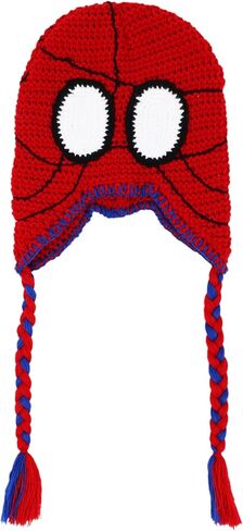 Marvel Spider-Man Crochet Peruvian Beanie MayDay Inspired, Hand-Woven Winter Knit Cap with Braided Tassels, Red and Blue in Saudi Arabia