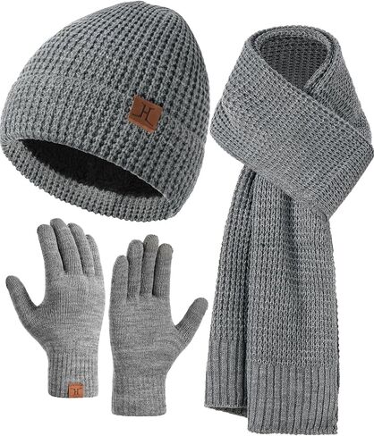 Beanie Hats Scarf And Gloves Set For Women Men, Mens Beanie Winter Hat Scarves Warm Touch Screen Gloves For Cold Weather in Saudi Arabia