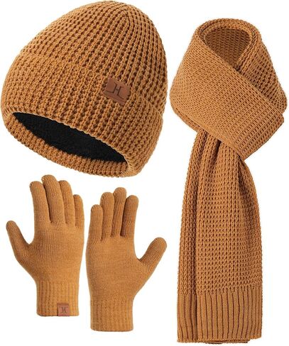 Beanie Hats Scarf And Gloves Set For Women Men, Mens Beanie Winter Hat Scarves Warm Touch Screen Gloves For Cold Weather in Saudi Arabia