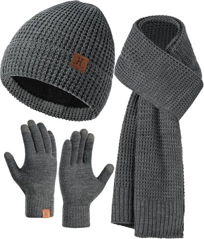 Beanie Hats Scarf And Gloves Set For Women Men, Mens Beanie Winter Hat Scarves Warm Touch Screen Gloves For Cold Weather in Saudi Arabia