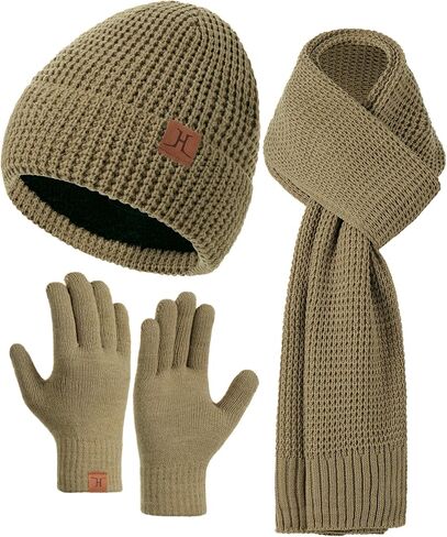 Beanie Hats Scarf And Gloves Set For Women Men, Mens Beanie Winter Hat Scarves Warm Touch Screen Gloves For Cold Weather in Saudi Arabia