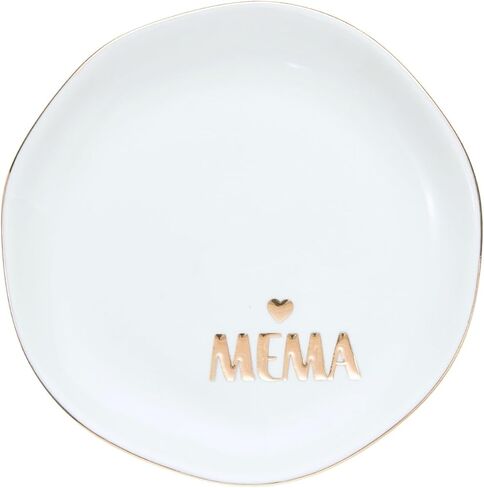 InnoBeta Mema Gifts – 4.75" Handcrafted Ceramic Ring Dish with Gold Trim – Unique Birthday, Christmas, or Mother’s Day Gift for Grandma in Saudi Arabia