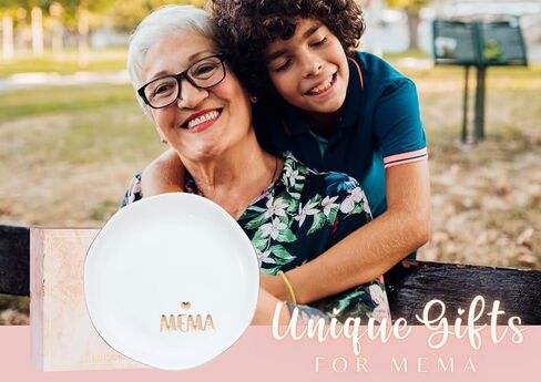 InnoBeta Mema Gifts – 4.75" Handcrafted Ceramic Ring Dish with Gold Trim – Unique Birthday, Christmas, or Mother’s Day Gift for Grandma in Saudi Arabia