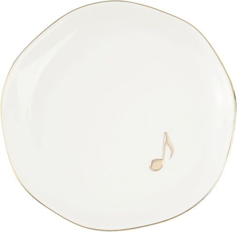 InnoBeta Music Lover Gifts Ceramic Jewelry Tray, Decorative Trinket Dish for Rings Earrings Necklaces, Music Lovers Gifts for Women, 4.75", White Surface Gold in Saudi Arabia